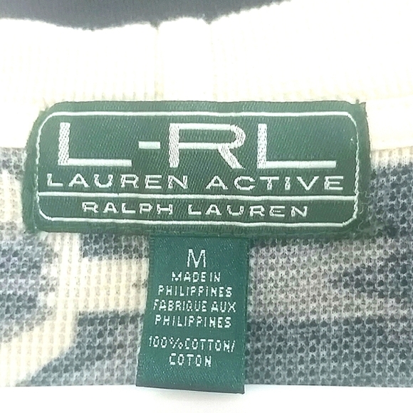 Lauren Ralph Lauren Southwest Aztec Print Hoodie Size M Cream Black Cotton Boho - Picture 5 of 5